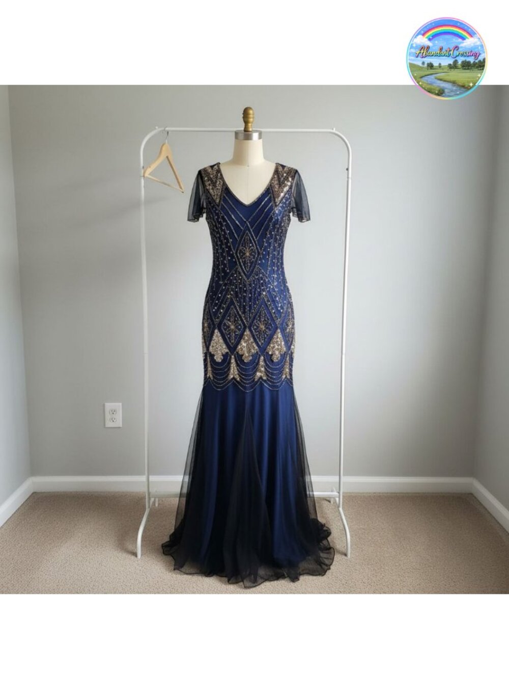 Vintage Gatsby Sequin Mermaid Maxi Dress